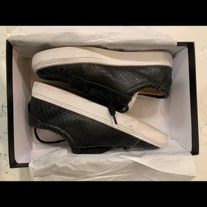 JSLIDES Black Embossed Lacee Cut Sneakers